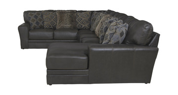 Regula 3 Piece Leather Sectional - Steel Right Chaise