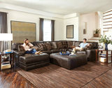 Regula 3 Piece Leather Sectional - Chocolate Left Chaise thumbnail 2