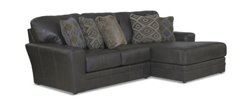 image Regula 2 Piece Leather Sectional - Steel Right Chaise