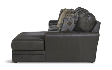 Regula 2 Piece Leather Sectional - Steel Right Chaise