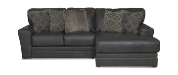 Regula 2 Piece Leather Sectional - Steel Right Chaise
