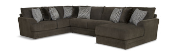 image Hubble 3 Piece Modular Sectional With Right Chaise - Noir