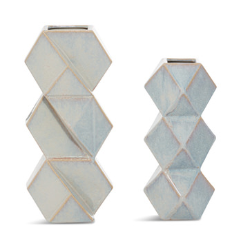 Set of 2 Hexagon Vases