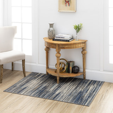 Cleopatra Bell Place Grey/Dark Blue Area Rug - 3′11″ X 6′0″