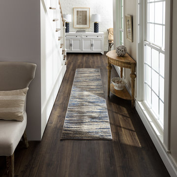 Cleopatra Bell Place Grey/Dark Blue Area Rug - 2′0″ X 8′0″