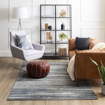 Cleopatra Bell Place Grey/Dark Blue Area Rug - 5′3″ X 8′0″