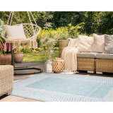 Malibu Etched Aqua 5′3″ X 7′6″ Outdoor Rug thumbnail 6