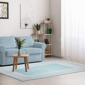 Malibu Etched Aqua 5′3″ X 7′6″ Outdoor Rug