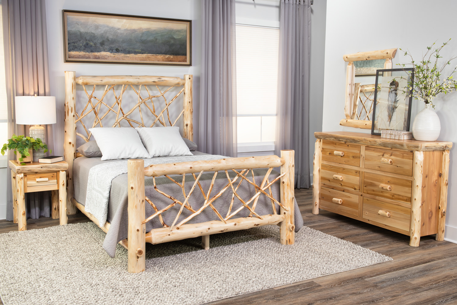 Cedar Log Queen Twig Bedroom Suite with HOM Furniture