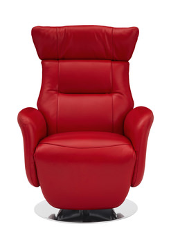 Gladys Leather Power Swivel Recliner - Red