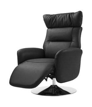 Gladys Leather Power Swivel Recliner - Black