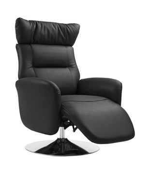 Gladys Leather Power Swivel Recliner - Black