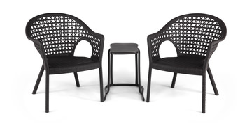 Iris Outdoor 3 Piece Chat Set - Dark Brown