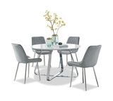 Avanti High Gloss Modern Table With 4 Grey Chairs thumbnail 1