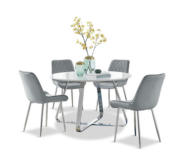 image Avanti High Gloss Modern Table With 4 Grey Chairs