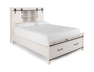 Montana queen white bookcase store storage bed