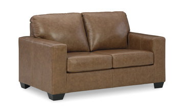  Mulan Leather Loveseat - Caramel