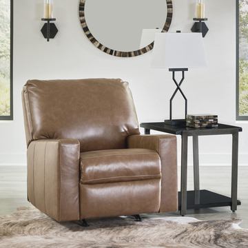 Mulan Leather Rocker Recliner - Caramel