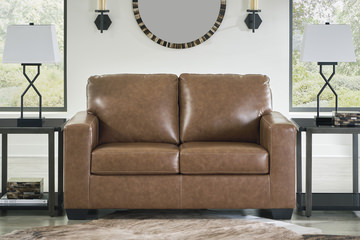 Mulan Leather Loveseat - Caramel