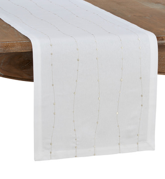 image Embroidered Silver Table Runner