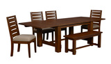 Emerson Solid Mahogany Salvage Trestle Table With 4 Chairs And Bench thumbnail 1