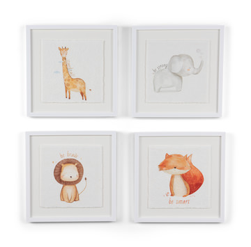 Set of 4 Animal Babies Framed Art