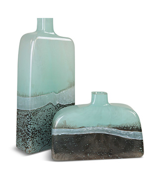 image Set of 2 Fuze Glass Vases