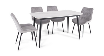 image Saga Sintered Stone Table With 4 Grey Chairs