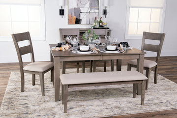 Elyssa Dining Table with 4 Chairs and Bench