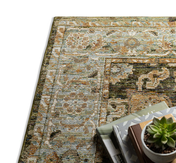 Andorra Green/Gold Area Rug - 5′3″ X 7′3″