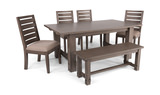 Emerson Solid Mahogany Dark Taupe Trestle With 4 Chairs And Bench thumbnail 1