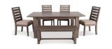 Emerson Solid Mahogany Dark Taupe Trestle With 4 Chairs And Bench thumbnail 2