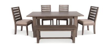 Emerson Dark Taupe Trestle With 4 Chairs And Bench