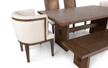 Bozeman Trestle Table With 2 Side Chairs, 2 Host Chairs And Bench