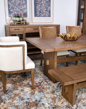 Bozeman Trestle Table With 2 Side Chairs, 2 Host Chairs And Bench