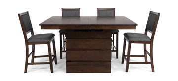 Chesney Adjustable Height Storage Table With 4 Counter Stools