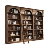 3-Stanford 94″ Tall Bookcase with Wooden Ladder thumbnail 1