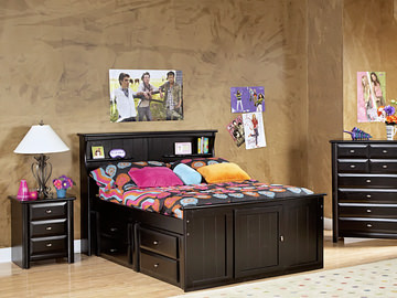 Laguna Twin Bookcase Bed - Black Cherry