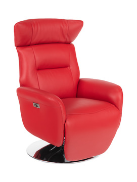 image Gladys Leather Power Swivel Recliner - Red