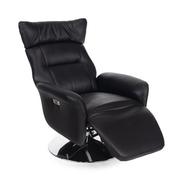 Gladys Leather Power Swivel Recliner - Black