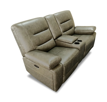 Donna Leather Power Reclining Loveseat with Console
