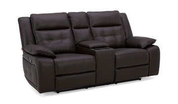 Kelso Leather Power Reclining Loveseat with Console