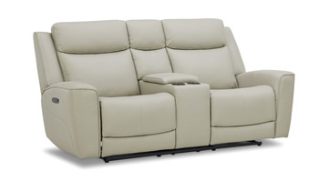 Fenton Leather Power Reclining Loveseat With Console