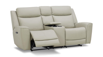 Fenton Leather Power Reclining Loveseat With Console