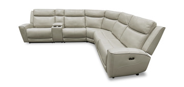 Fenton 6 Piece Leather Power Reclining Modular Sectional