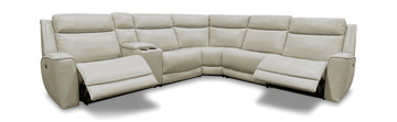Fenton 6 Piece Leather Power Reclining Modular Sectional