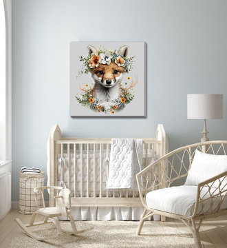 Fox In Floral Canvas Art