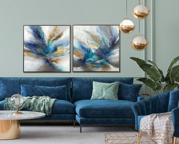 Indigo Flicker II Framed Gallery Wrapped Canvas