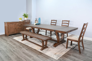Yellowstone Dining Table With 4 Ladderback Chairs And Bench