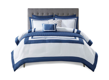 Henrietta 8pc Full/Queen Navy Bed Set